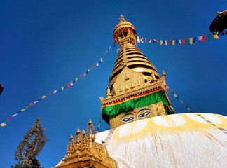 Stupa Swayambhunath with blue sky
