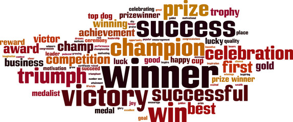 Winner word cloud concept. Vector illustration