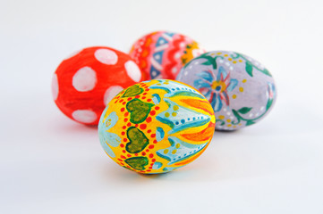 Colored Easter eggs isolated on white background