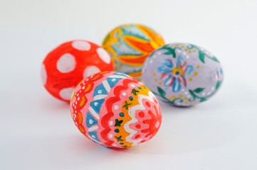 Colored Easter eggs isolated on white background