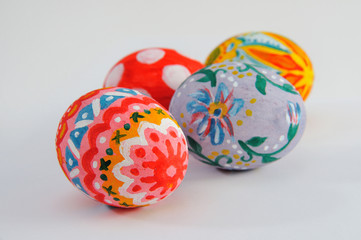 Colored Easter eggs isolated on white background