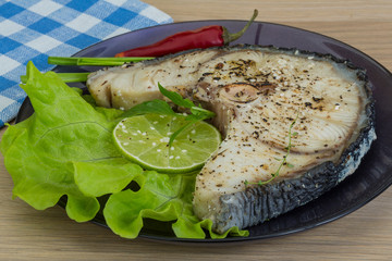 Grilled shark steak