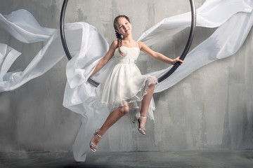 Girl with long flying dress