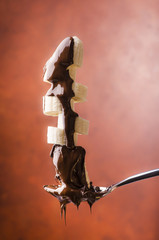 banana con cioccolato fuso