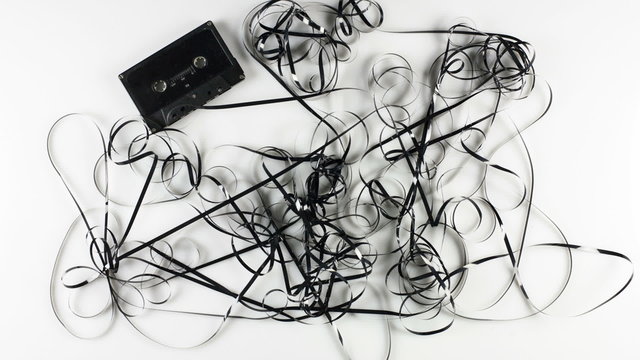 Audio cassette tape jam, stopmotion