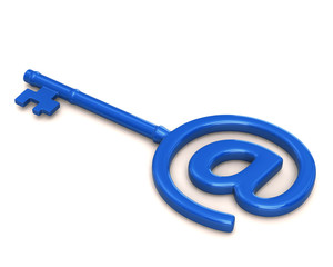 Blue key with e-mail symbol