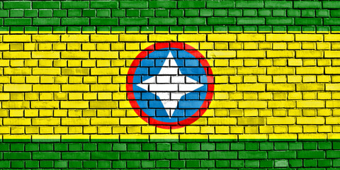 flag of Bucaramanga painted on brick wall