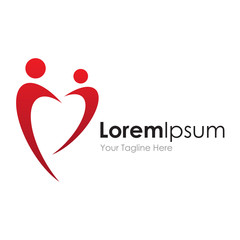 Red heart shape couple hug element icons business logo