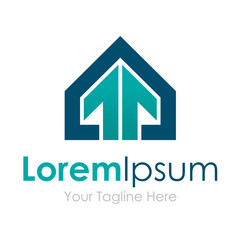 House wins stylish arrow up element icons business logo