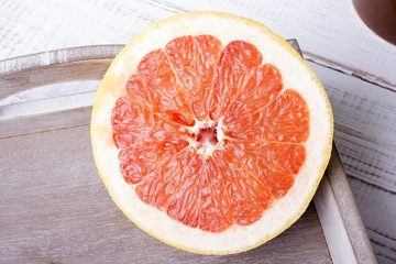 grapefruit on wooden background