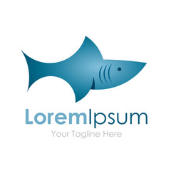 Shark fish swimming DANGER element icon logo for business