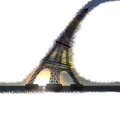 Torre Eiffel 3D piegata grunge