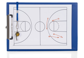 Whistle And Soccer Tactic Diagram On Paper