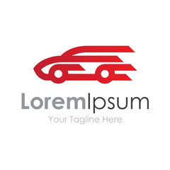Red simple elegant speeding car lines graphic design logo icon