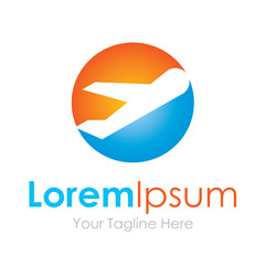 Happy airplane company plane silhouette graphic design logo icon