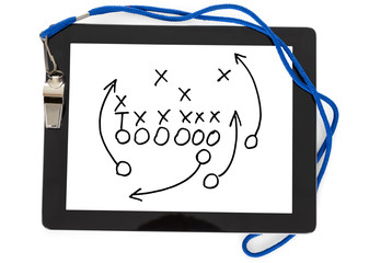 Football Strategy And Whistle On Digital Tablet