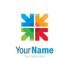 Arrows pointing to circle colorful graphic design logo icon
