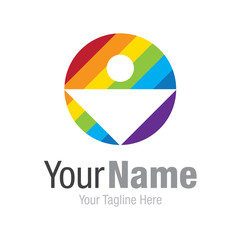 Human in colorful color spectrum graphic design logo icon