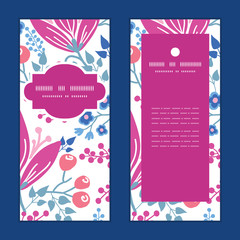 Vector pink flowers vertical frame pattern invitation greeting