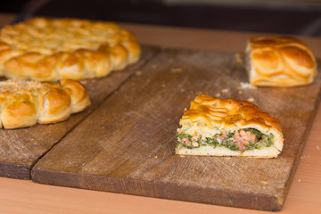 Tasty pies with meat and vegetables