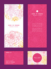 Naklejka premium Vector flowers outlined vertical frame pattern invitation