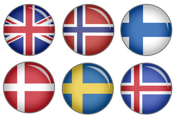 Set of buttons with national flag motive