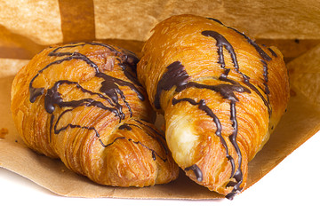 croissant in package on white background