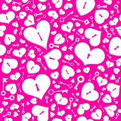 Pink Valentine day seamless background with hearts.