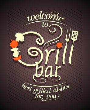 Grill bar card design.