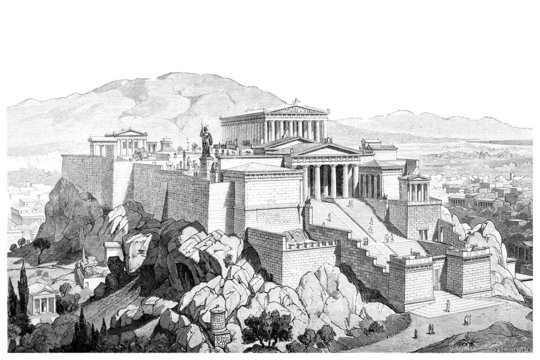 Victorian engraving of the Acropolis at Athens