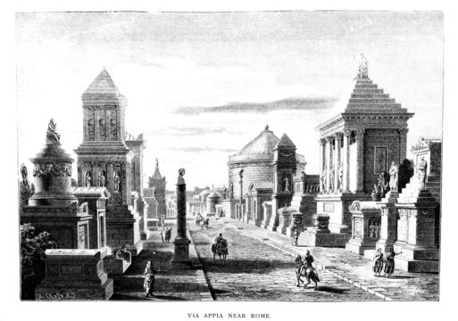 Victorian Engraving Of The Appian Way, Rome