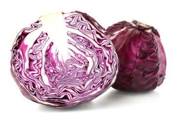 Red cabbage isolated on white