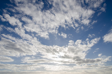 White dynamic clouds in the blue sky