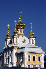 Fototapeta na wymiar Petergof Church in Saint Petersburg