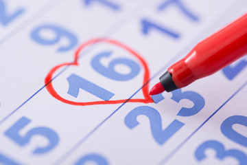 Fototapeta premium Heart Drawn On Date