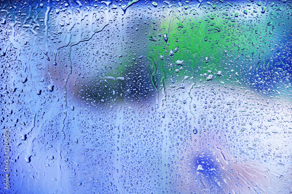 Poster Glass with natural water drops