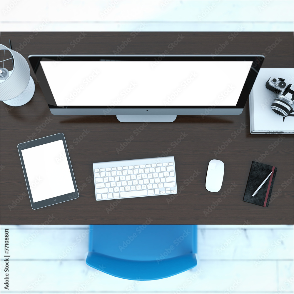 Poster workplace with a computer