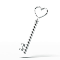 Silver key in shape of heart