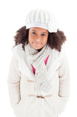 Pretty african girl with winter clothes