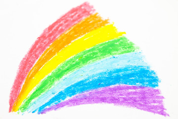 Child's rainbow crayon drawing - 77110809