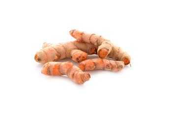 fresh tumeric on white background