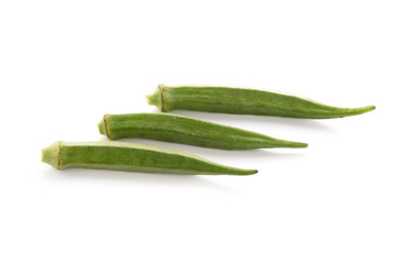 fresh Okras on  white background