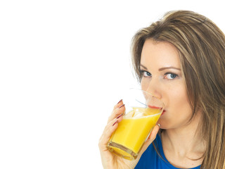 Young Woman Drinking Orange Juice