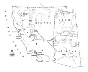 アメリカ西海岸地図
