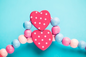 abstract toy heart shapes on blue background © nikkytok