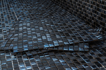 Black mosaic tiles