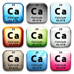 A button showing the chemical element Calcium
