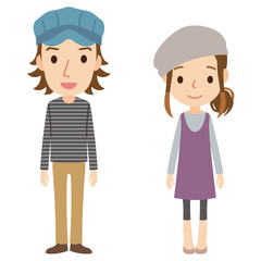 若い男女　カップル　全身