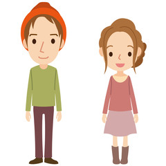 若い男女　カップル　全身