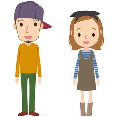 若い男女　カップル　全身